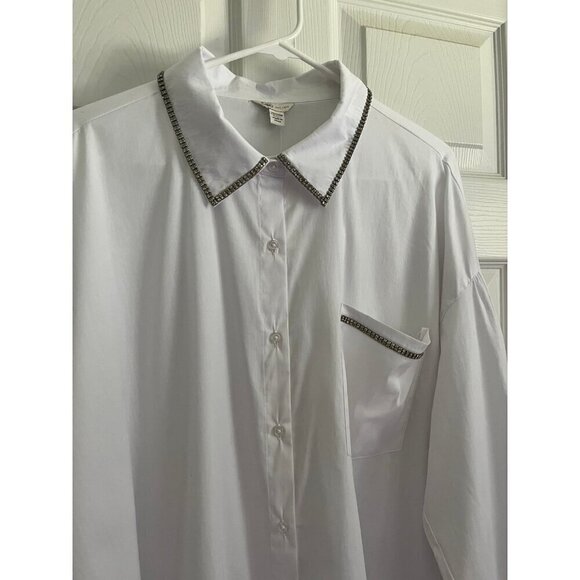 Cato White Button Down Blouse NEW - Picture 2 of 4